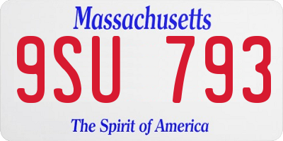 MA license plate 9SU793