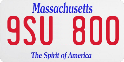 MA license plate 9SU800