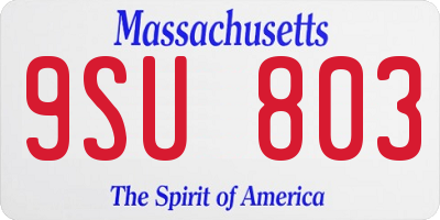 MA license plate 9SU803