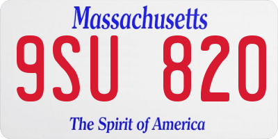MA license plate 9SU820