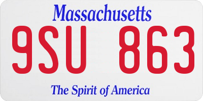 MA license plate 9SU863