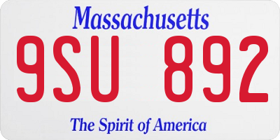 MA license plate 9SU892