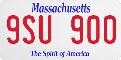 MA license plate 9SU900
