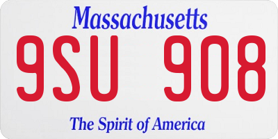 MA license plate 9SU908