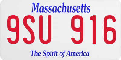 MA license plate 9SU916
