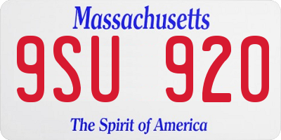 MA license plate 9SU920