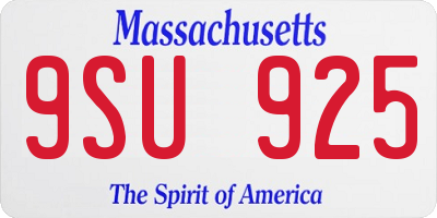 MA license plate 9SU925