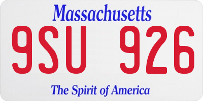 MA license plate 9SU926