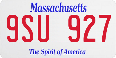 MA license plate 9SU927