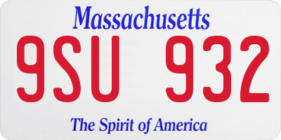 MA license plate 9SU932
