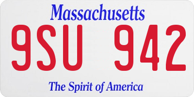 MA license plate 9SU942