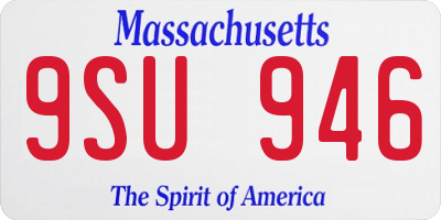 MA license plate 9SU946