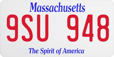 MA license plate 9SU948