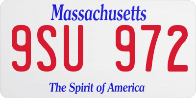 MA license plate 9SU972