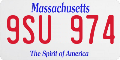 MA license plate 9SU974