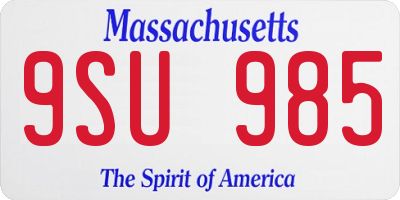 MA license plate 9SU985
