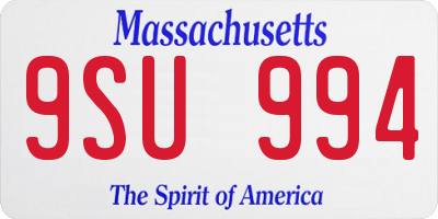 MA license plate 9SU994