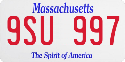 MA license plate 9SU997