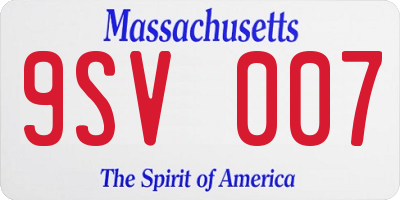 MA license plate 9SV007