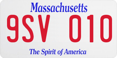 MA license plate 9SV010