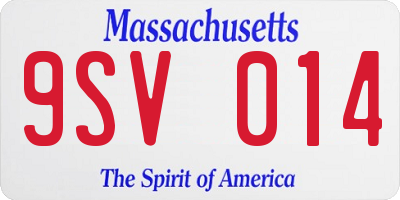 MA license plate 9SV014