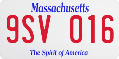 MA license plate 9SV016
