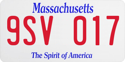 MA license plate 9SV017