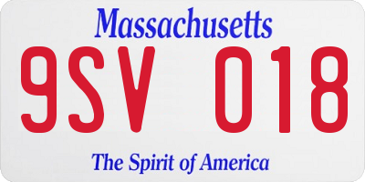 MA license plate 9SV018