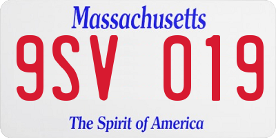 MA license plate 9SV019