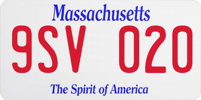 MA license plate 9SV020