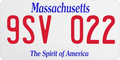 MA license plate 9SV022