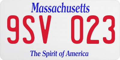 MA license plate 9SV023