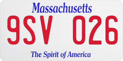 MA license plate 9SV026