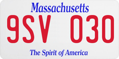 MA license plate 9SV030