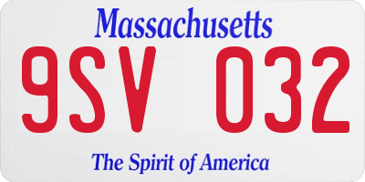 MA license plate 9SV032