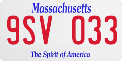 MA license plate 9SV033