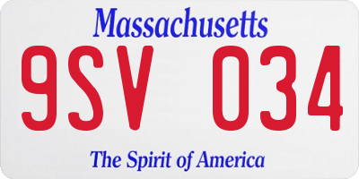MA license plate 9SV034