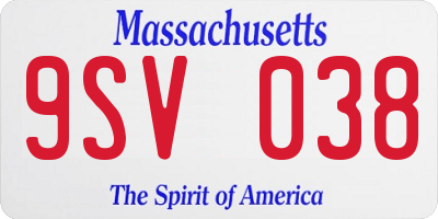 MA license plate 9SV038