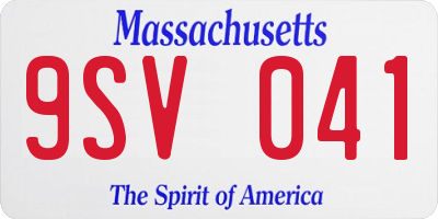 MA license plate 9SV041