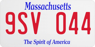 MA license plate 9SV044