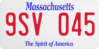 MA license plate 9SV045