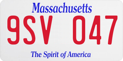 MA license plate 9SV047
