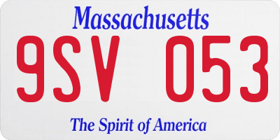MA license plate 9SV053