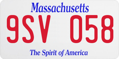 MA license plate 9SV058