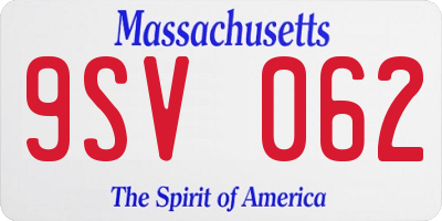 MA license plate 9SV062