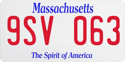MA license plate 9SV063