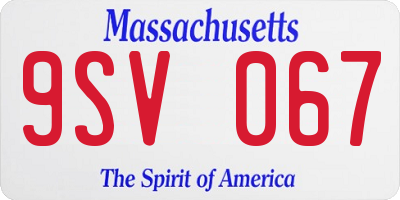 MA license plate 9SV067