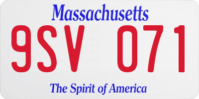 MA license plate 9SV071