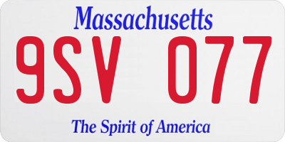 MA license plate 9SV077