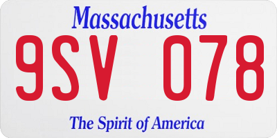 MA license plate 9SV078
